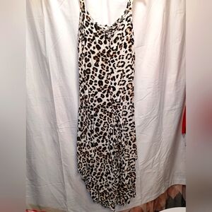 Sz S 1. state Leopard print Tank Romper w/XtraWide 3/4 length asymmetrical legs